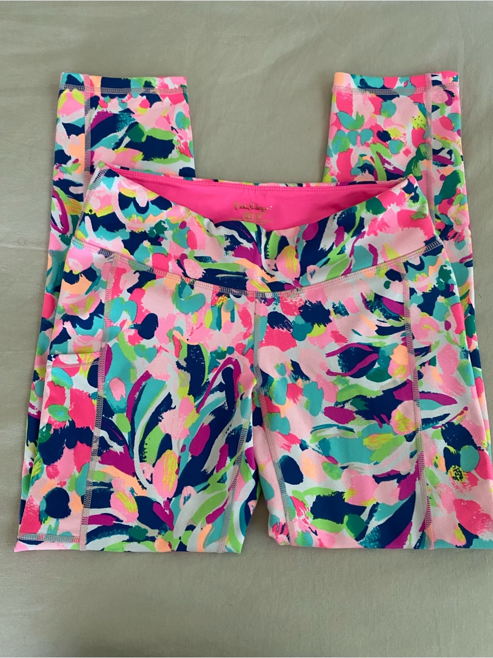 Lilly Pulitzer Multicolor Abstract Print Leggings - Pink, Navy, Green